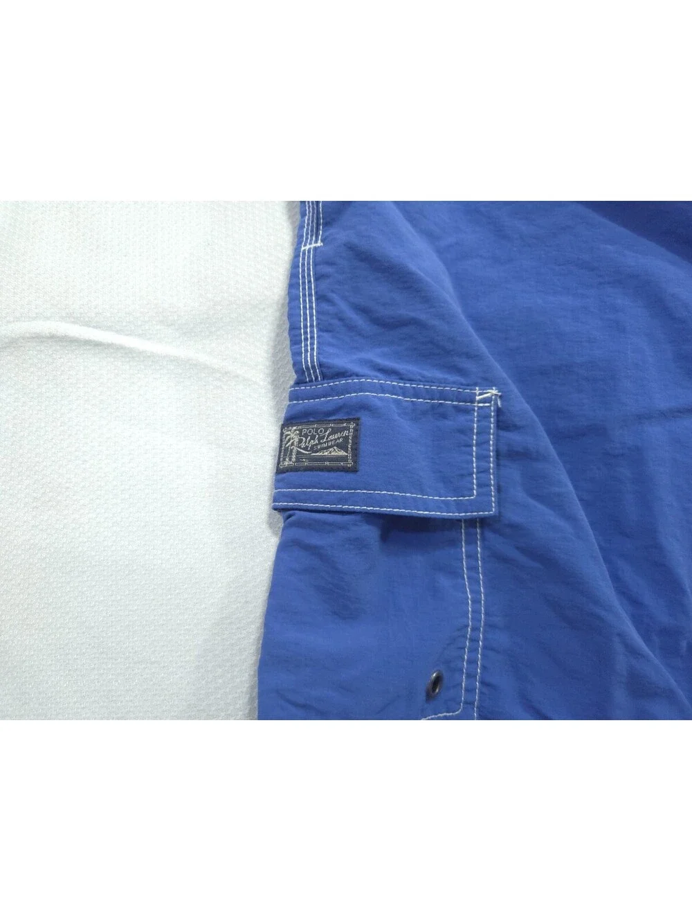 Polo Ralph Lauren Swim Trunks Mens Large Blue Cargo Mesh Lined Shorts Vintage